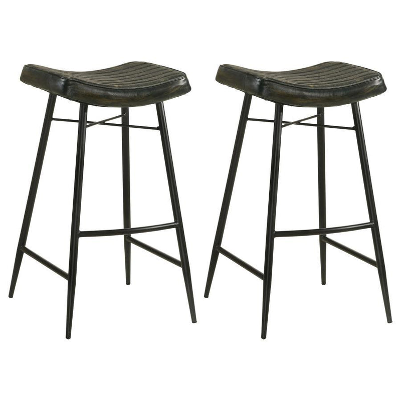 Bayu - Leather Upholstered Saddle Seat Backless Bar Stool (Set of 2) - JaxCo Furniture