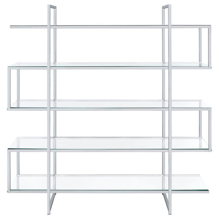 Elmer - 5-Shelf Bookshelf - Clear And Chrome - JaxCo Furniture