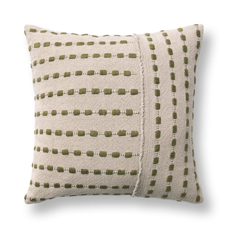 TD Katia 20" x 20" Pillow - Natural / Olive Green