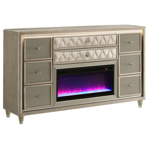 Lorient - 8-Drawer LED Bedroom Flame Box Dresser - JaxCo Furniture