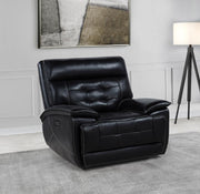 Hewitt - Leather Upholstered Dual Power Recliner Chair - Black - JaxCo Furniture