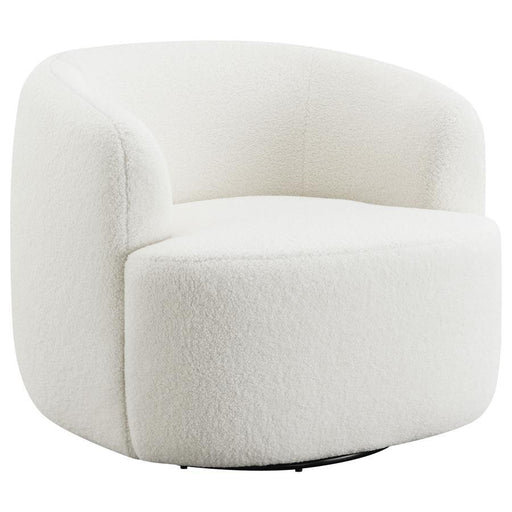 Hudson - Faux Sheepskin Upholstered Swivel Chair - Natural - JaxCo Furniture