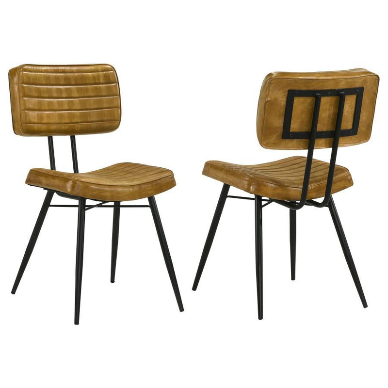 Misty - Leather Upholstered Dining Side Chair (Set of 2) - Camel - JaxCo Furniture