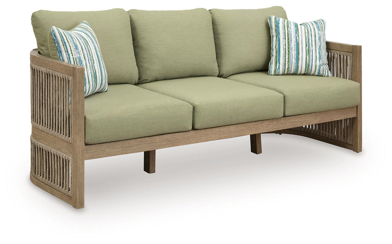 Serena Shores - Beige / Green - Sofa With Cushion - JaxCo Furniture