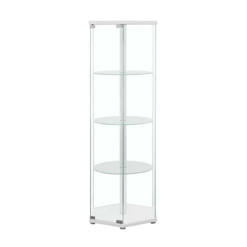 Zahavah - 4-Shelf Hexagonal Clear Glass Curio Cabinet - JaxCo Furniture