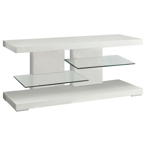 Cogswell - 2-Shelf Wood TV Stand - White High Gloss - JaxCo Furniture