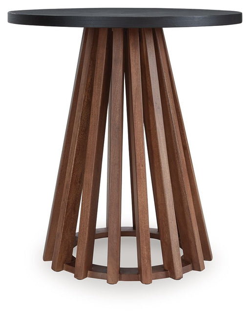 Kallari - Warm Brown / Black - Round End Table - JaxCo Furniture