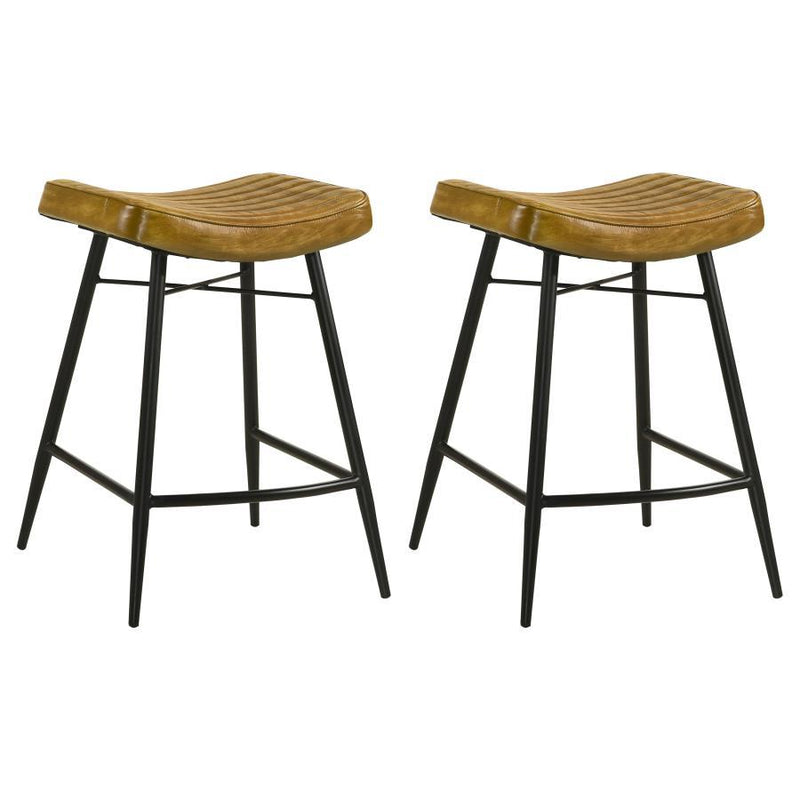 Bayu - Leather Upholstered Counter Stool (Set of 2) - JaxCo Furniture