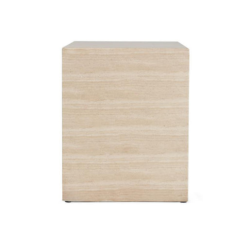 Rosen - Outdoor Concrete Rectangle End Table - Travertine - JaxCo Furniture