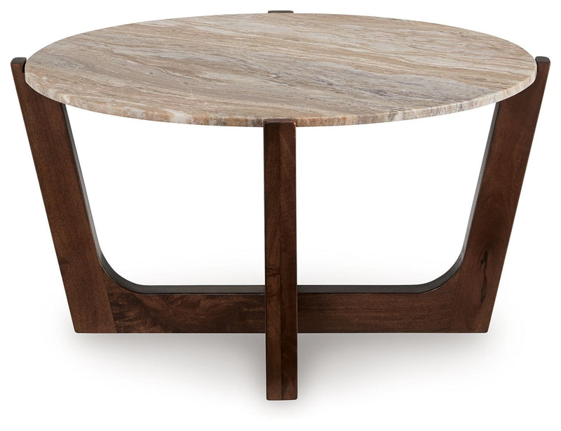 Tanidore - Warm Brown - Round Cocktail Table - JaxCo Furniture