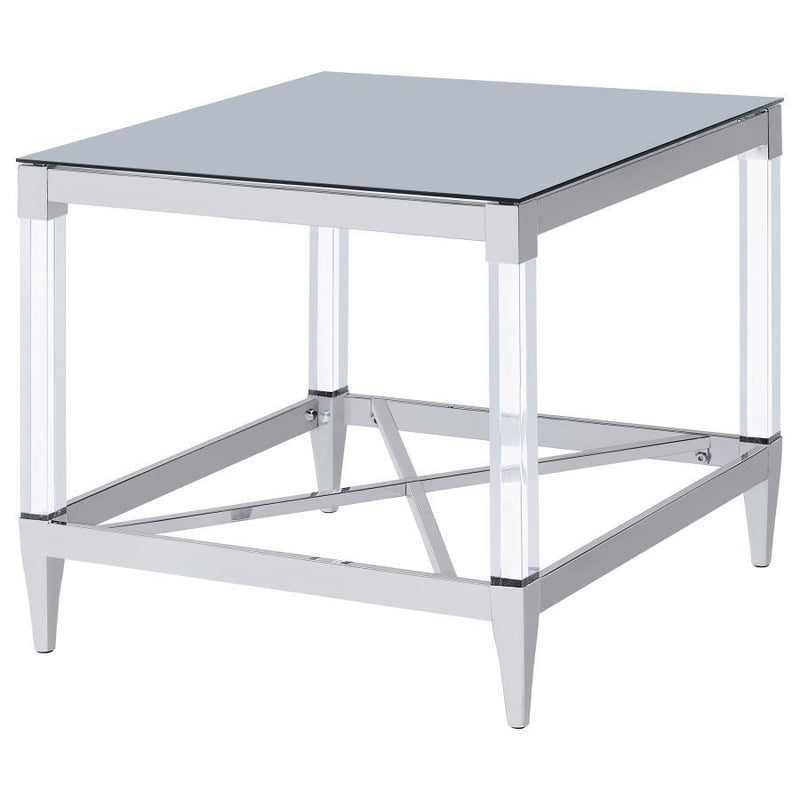 Lindley - Square Tempered Mirror Acrylic Table - JaxCo Furniture