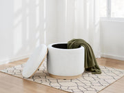Remuda - Boucle Upholstered Round Storage Ottoman - Ivory - JaxCo Furniture