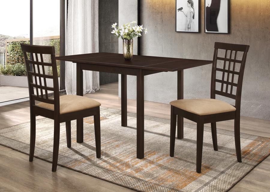 Kelso - 3 Piece Drop Leaf Dining Table Set - Cappuccino - JaxCo Furniture