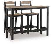 Shoreline Beach - Outdoor Counter Table And 2 Barstools (Set of 3) - Black / Beige - JaxCo Furniture