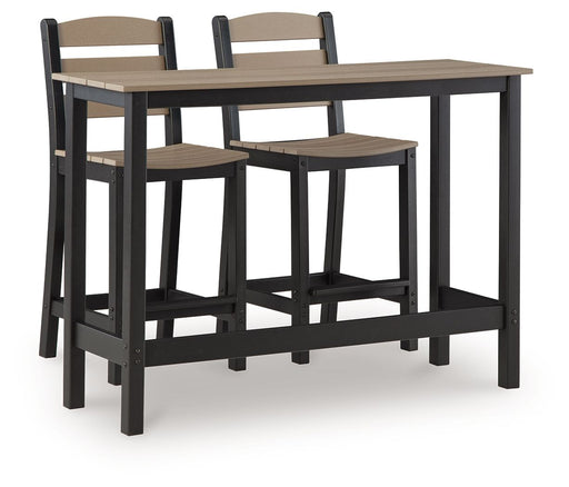 Shoreline Beach - Outdoor Counter Table And 2 Barstools (Set of 3) - Black / Beige - JaxCo Furniture