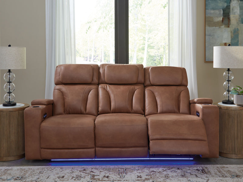 Clean-Slate - Caramel - Power Reclining Sofa / Adj Headrest - JaxCo Furniture
