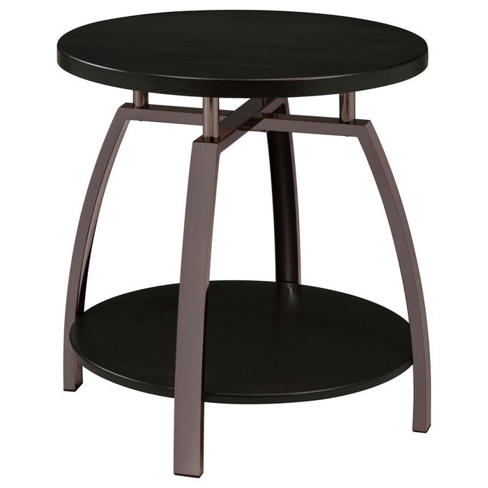 Dacre - Round Engineered Wood Top Side End Table - Dark Gray - JaxCo Furniture