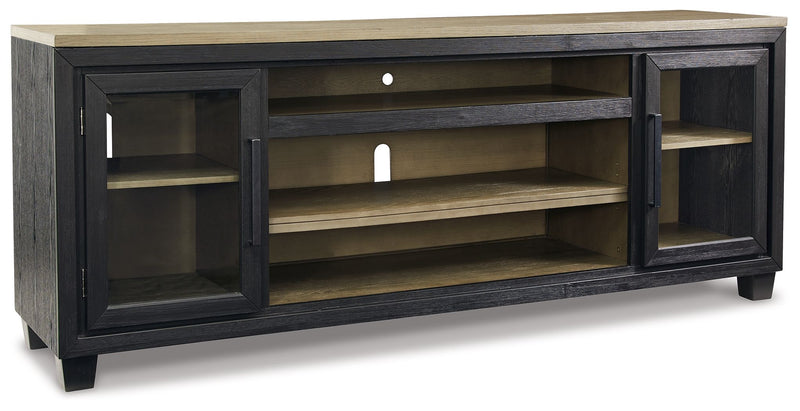 Foyland - Black / Brown - XL TV Stand w/Fireplace Option - JaxCo Furniture