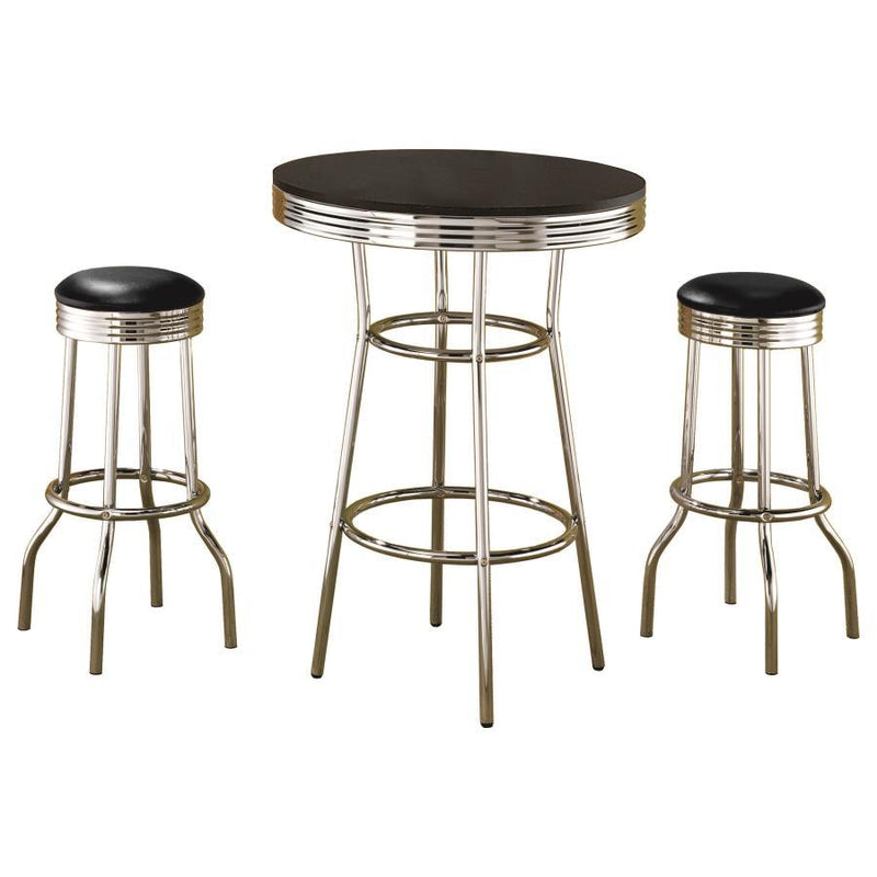 Retro - 3 Pieces Round 1950s Bistro Pub Bar Table Set - JaxCo Furniture