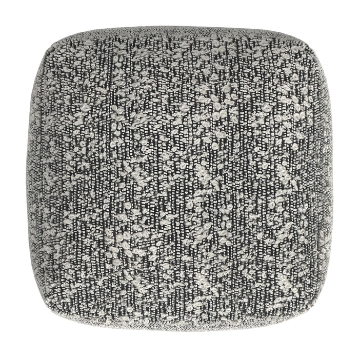 Nahara - Boucle Woven Square Pouf - Black - JaxCo Furniture