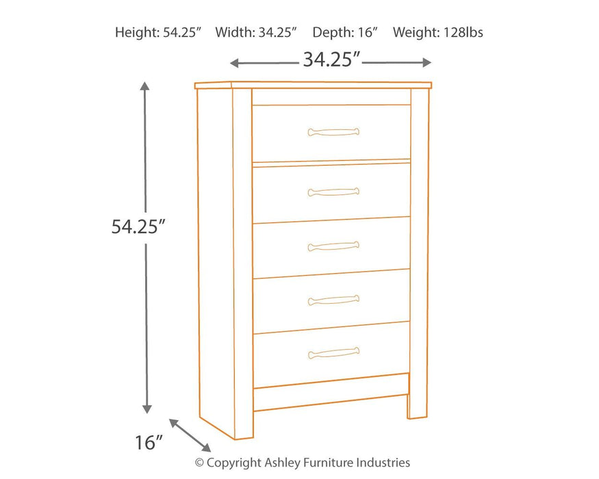 Bellaby - Whitewash - Five Drawer Chest - JaxCo Furniture