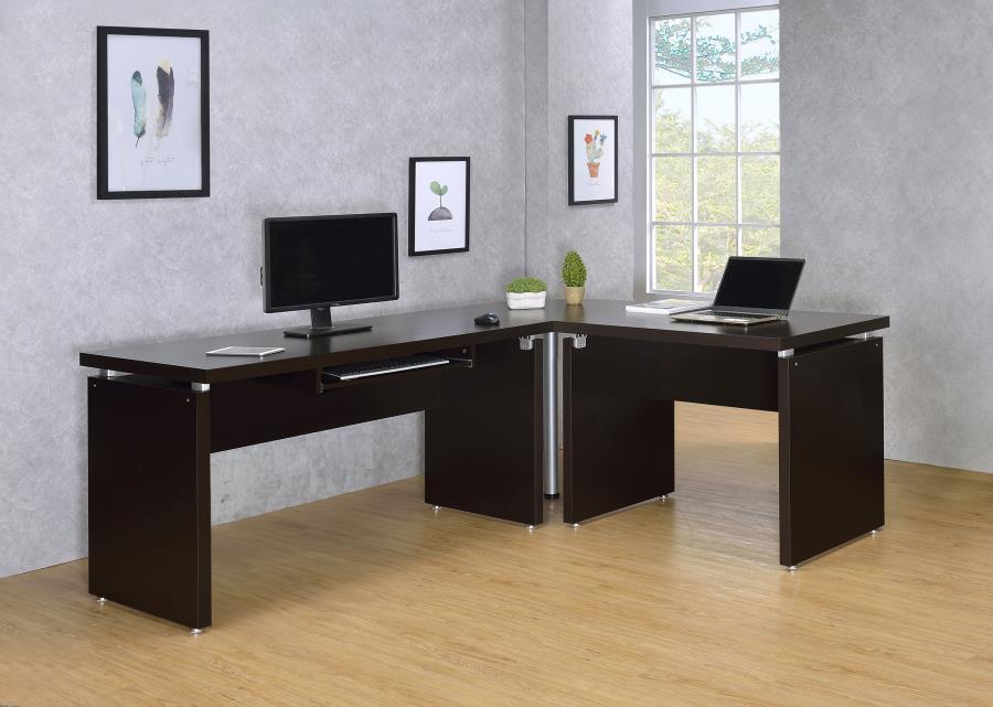 Skylar - L-Shaped Office Computer Desk - Cappuccino - JaxCo Furniture