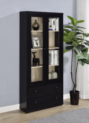 Hawthorne - 4-Shelf Glass Door Tall Cabinet With Drawers - JaxCo Furniture
