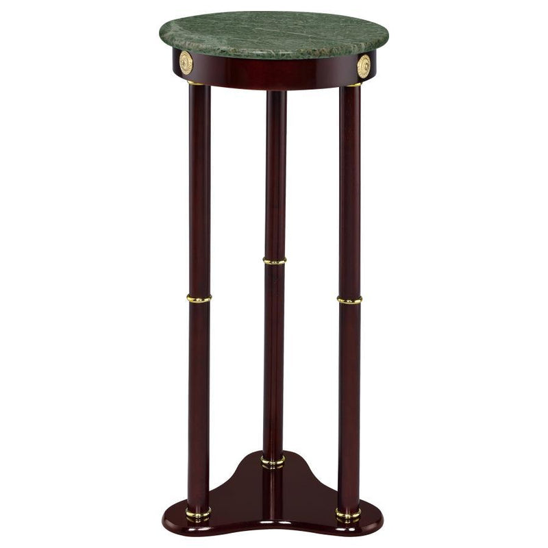 Edite - Round Marble Top Accent Side Table - Merlot - JaxCo Furniture