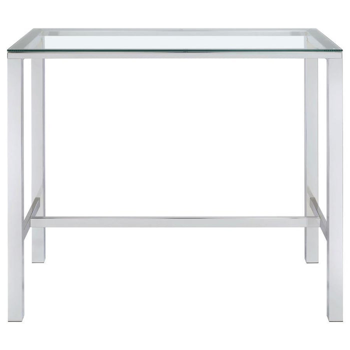 Tolbert - Rectangular Glass Top Pub Bar Table - Chrome - JaxCo Furniture