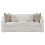 Rainn - Boucle Upholstered Sloped Arm Sofa - Latte - JaxCo Furniture