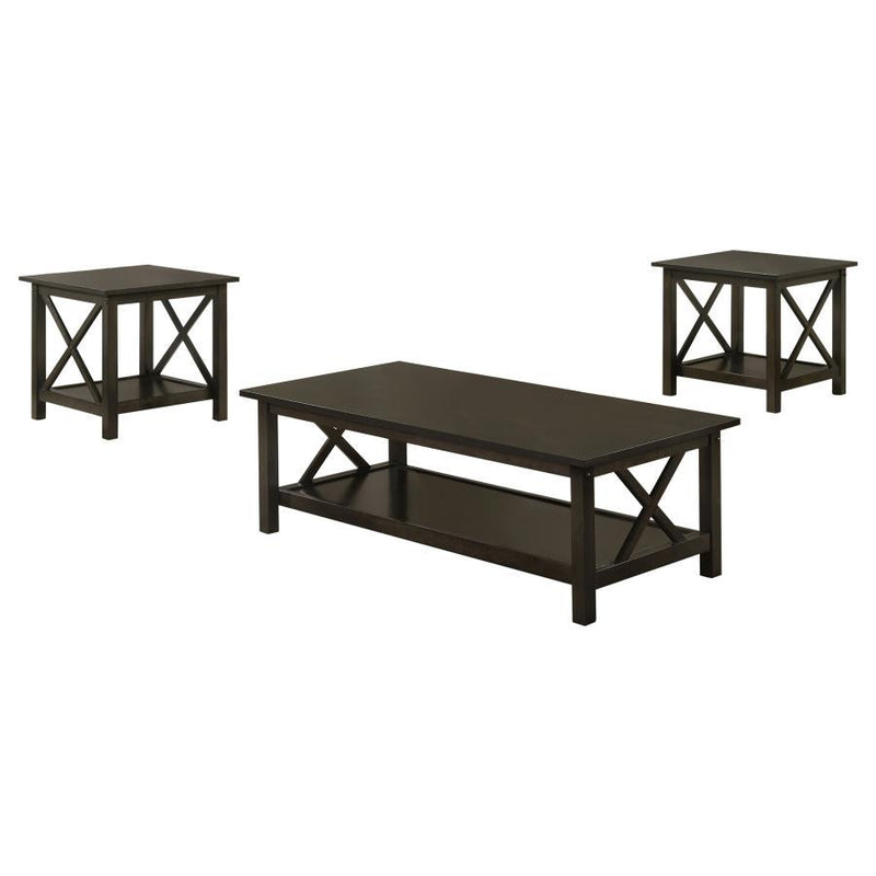 Rachelle - 3 Piece Rectangular Coffee Table Set - Deep Merlot - JaxCo Furniture