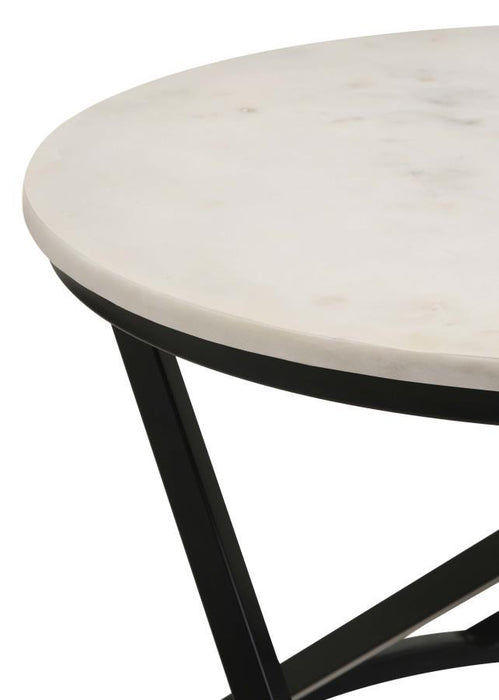 Miguel - Round Marble Top Coffee Table - White And Black - JaxCo Furniture