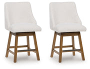 Cabalynn - Oatmeal / Light Brown - Upholstered Swivel Barstool (Set of 2) - JaxCo Furniture