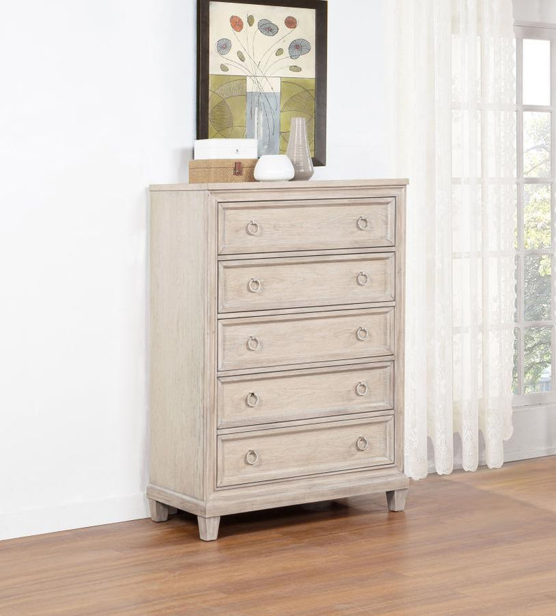 Pembroke - 5-Drawer Chest Of Drawers - Washed Oak - JaxCo Furniture