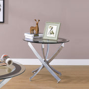 Brooke - Round Glass Top Side End Table Metal Base - JaxCo Furniture