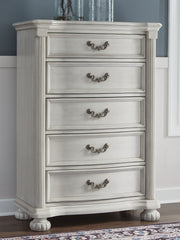 Montelaine - Antique White - Five Drawer Chest - JaxCo Furniture