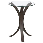 Edgar - Round Glass Top Accent Side Table - Cappuccino - JaxCo Furniture
