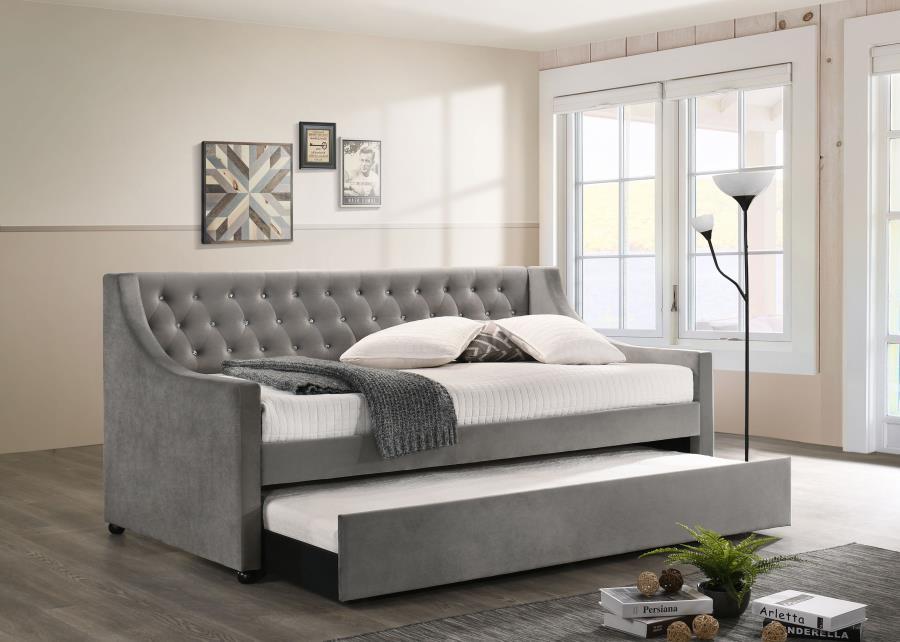 Chatsboro - Upholstered Twin Daybed With Trundle - Gray - JaxCo Furniture