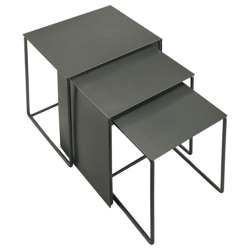 Imez - 3 Piece Rectangular Metal Nesting Table Set - Gray - JaxCo Furniture