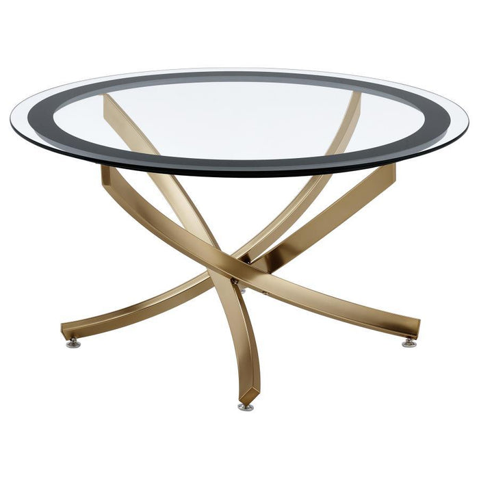 Brooke - Round Glass Top Coffee Table Metal Base