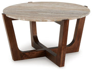 Tanidore - Warm Brown - Round Cocktail Table - JaxCo Furniture