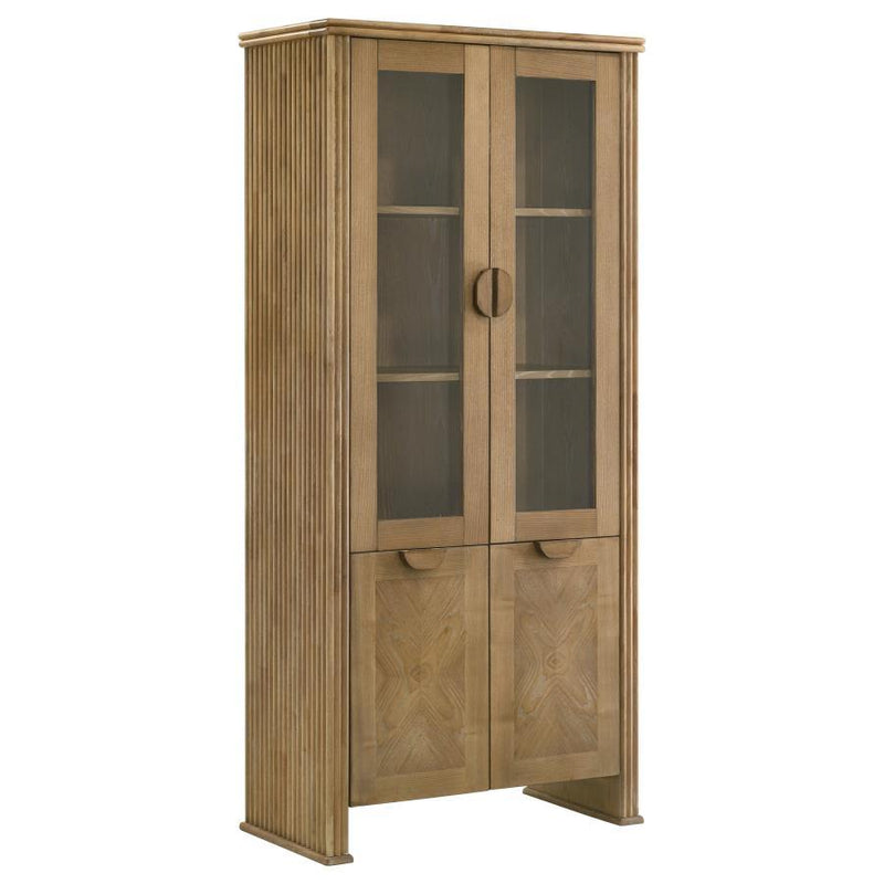 Adina - Tall Display Cabinet - Distressed Light Brown - JaxCo Furniture