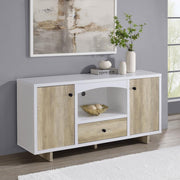 Dalton - 2 Door Storage Credenza - White And Distressed Pine - JaxCo Furniture