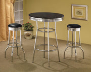 Retro - 3 Pieces Round 1950s Bistro Pub Bar Table Set - JaxCo Furniture