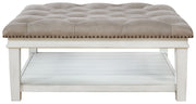 Kanwyn - Whitewash - Uph Ottoman Cocktail Table - JaxCo Furniture