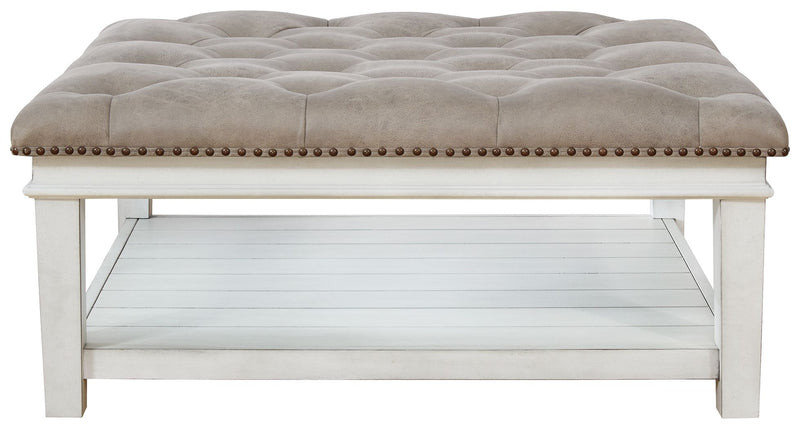 Kanwyn - Whitewash - Uph Ottoman Cocktail Table - JaxCo Furniture