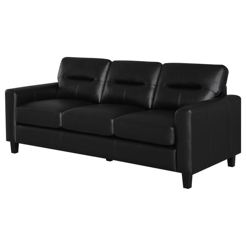 Scotland - Faux Leather Upholstered Track Arm Sofa - JaxCo Furniture