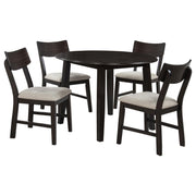 Catley - 5 Piece Round Drop Leaf Dining Table Set - Dark Coffee - JaxCo Furniture