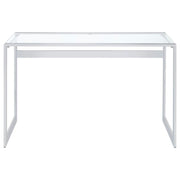 Hartford - Glass Top Writing Desk - Chrome - JaxCo Furniture