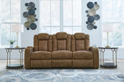 Wolfridge - Brindle - Power Reclining Sofa With Adj Headrest - JaxCo Furniture